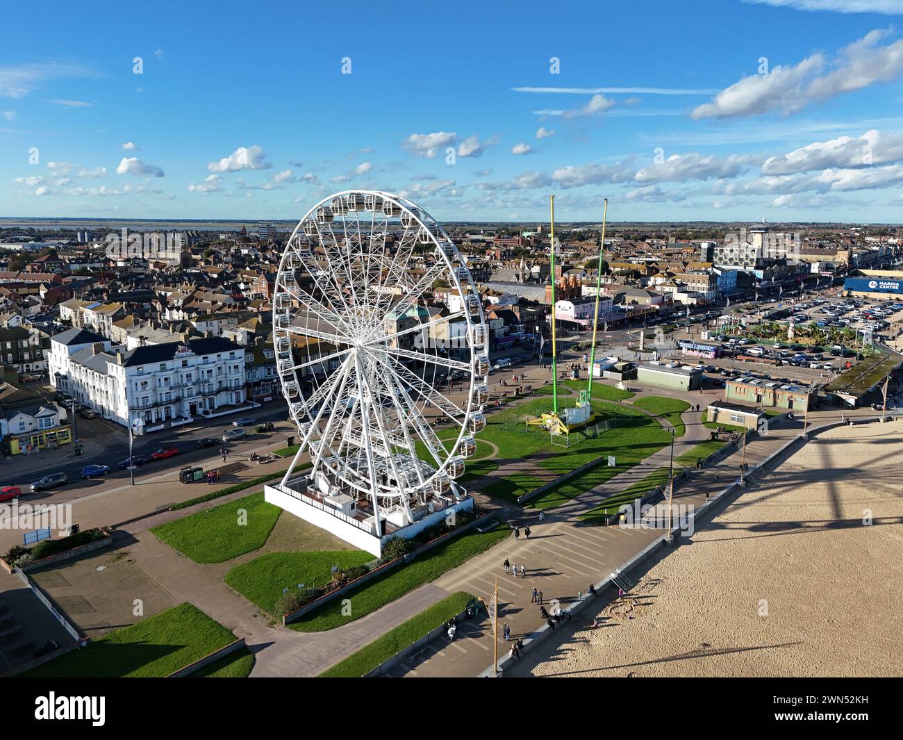 Great Yarmouth grande roue Norfolk UK drone, aérien Banque D'Images