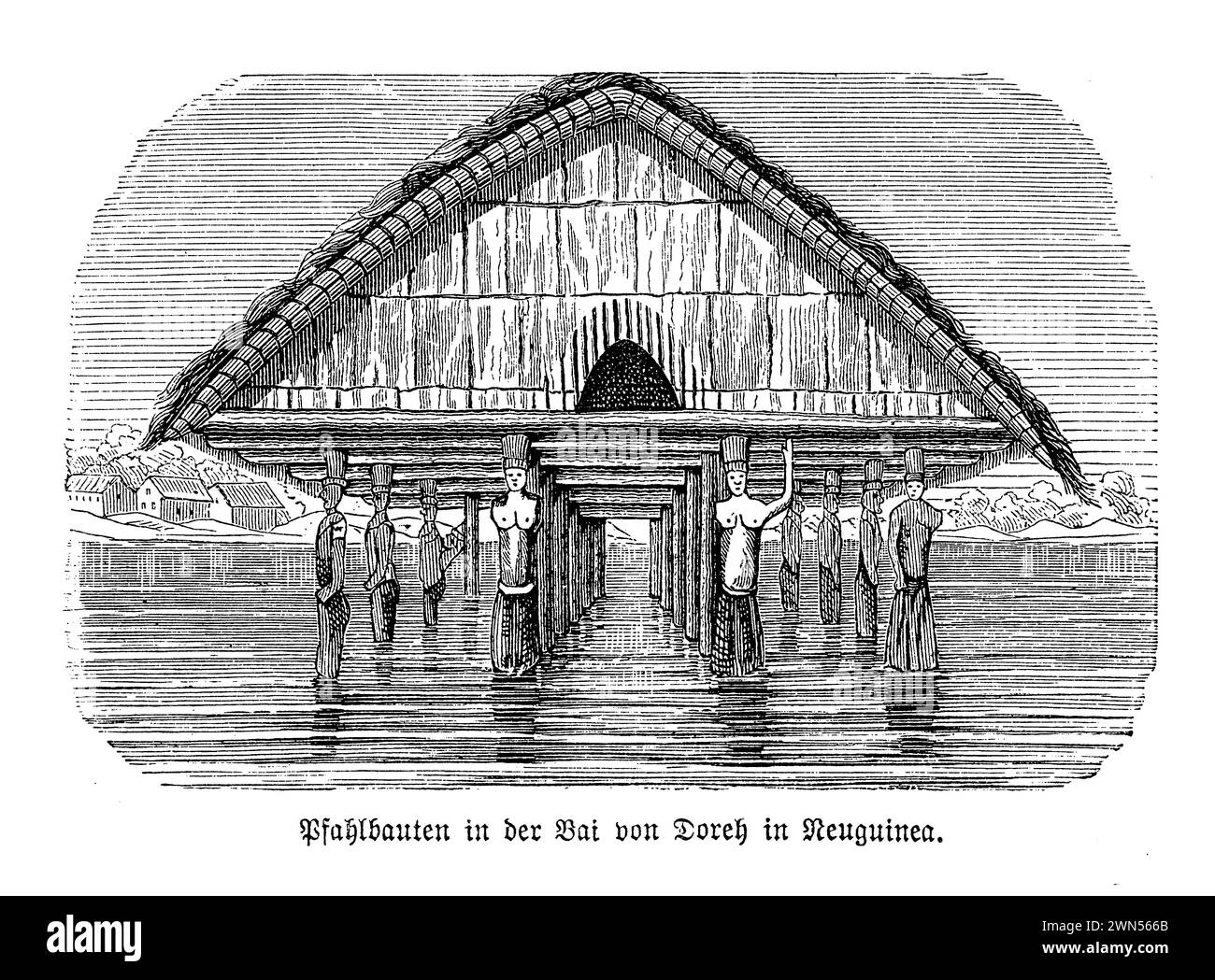 Nichées dans la paisible baie de Doreri, en Papouasie occidentale, les maisons traditionnelles de mer représentent un mélange harmonieux de culture et de nature. Ces maisons sur pilotis, construites sur les eaux claires et tranquilles de la régence de Manokwari, témoignent de l'ingéniosité des communautés locales dans l'adaptation à leur environnement maritime. Construites à partir de matériaux locaux, ces maisons sont conçues pour résister aux éléments, reflétant un profond respect pour l’écosystème marin environnant. L'architecture offre non seulement un espace de vie unique, mais soutient également l'utilisation durable des ressources marines. Banque D'Images