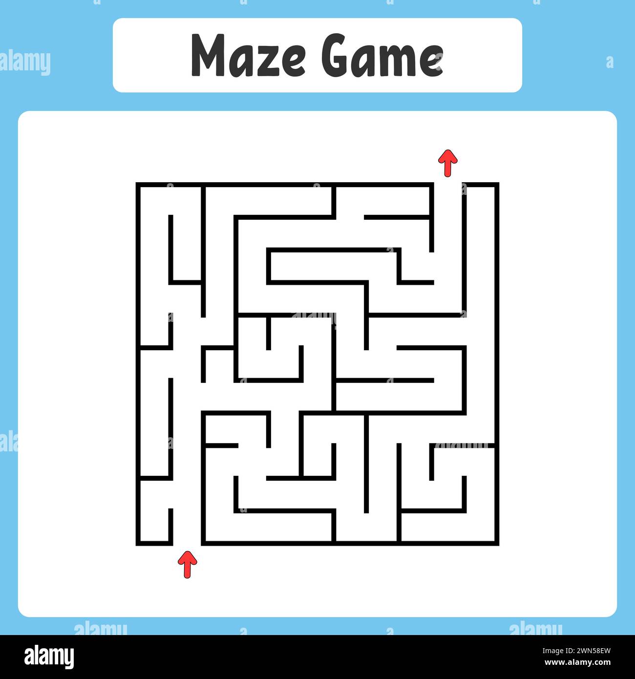Labyrinthe carré abstrait. Jeu pour enfants. Puzzle pour enfants. Énigme en labyrinthe. Trouvez le bon chemin. Illustration vectorielle. Illustration de Vecteur
