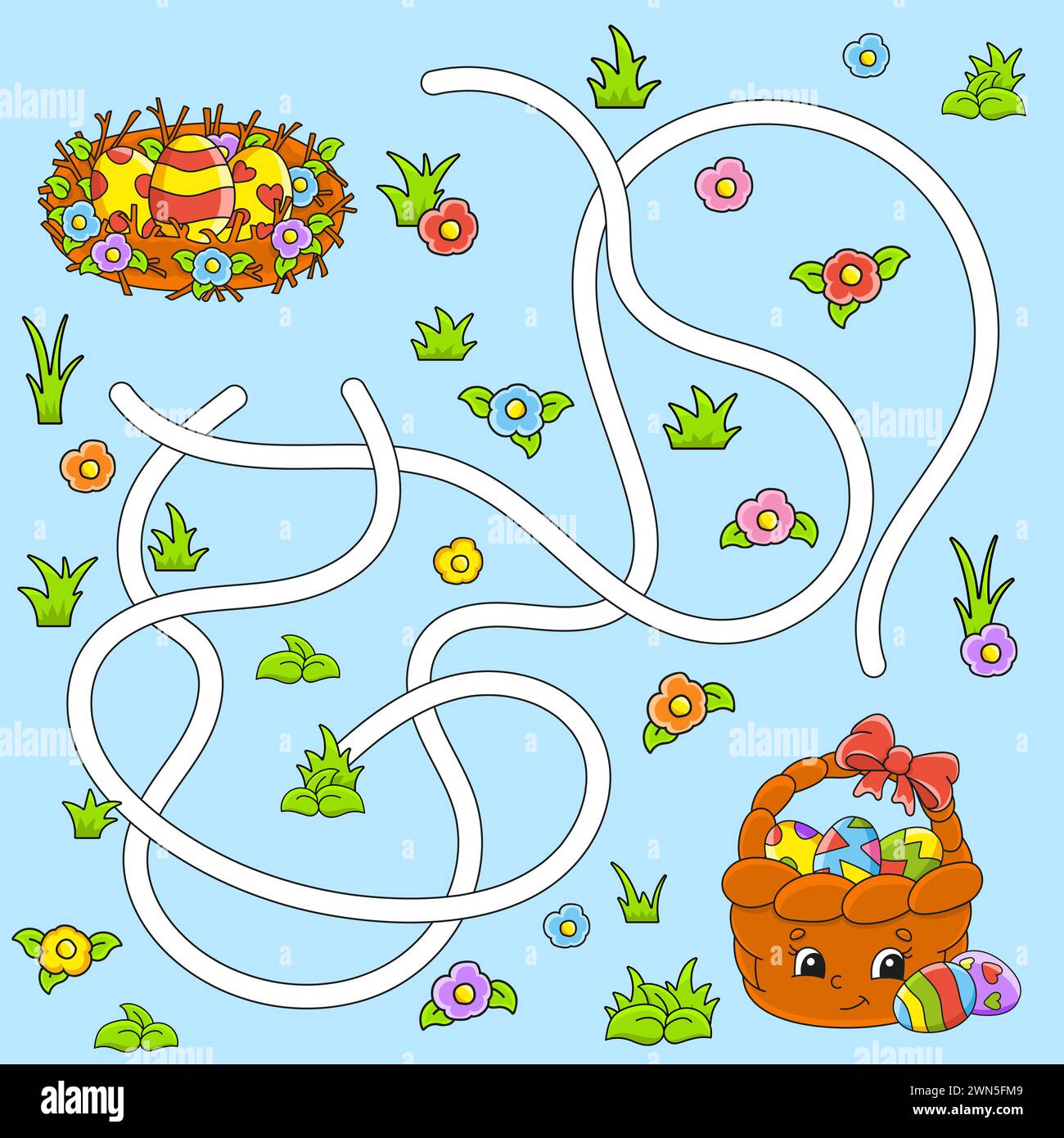 Labyrinthe drôle pour les enfants. Puzzle pour enfants. personnage de dessin animé. Énigme en labyrinthe. Trouvez le bon chemin. Illustration vectorielle. Illustration de Vecteur