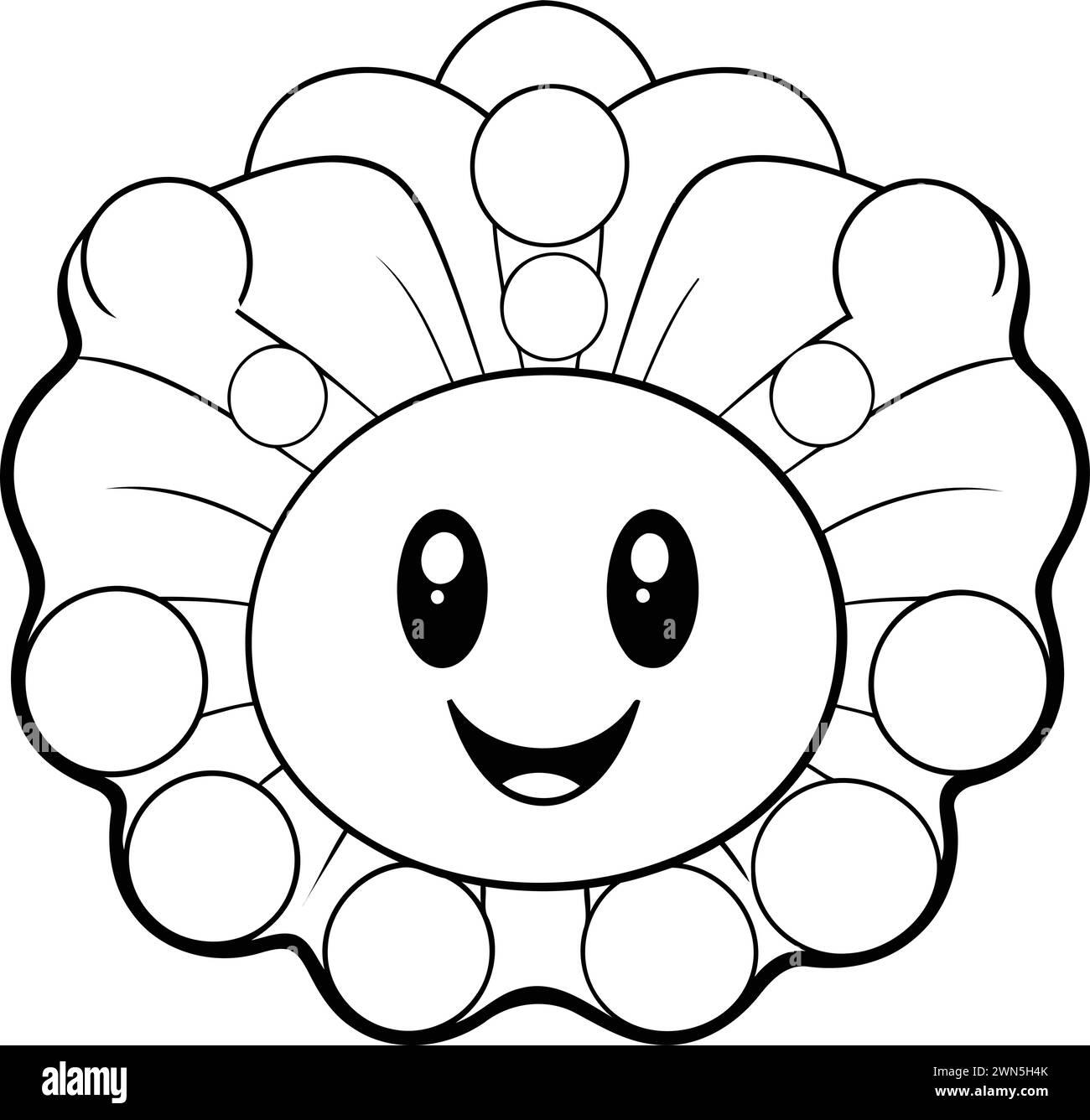 Illustration d'une mascotte de fleurs mignonnes - Livre de coloriage Illustration de Vecteur