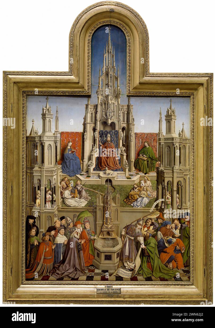 Van Eyck Jan - la fontana della vita (olio su tavola 181 x 119 cm) Banque D'Images