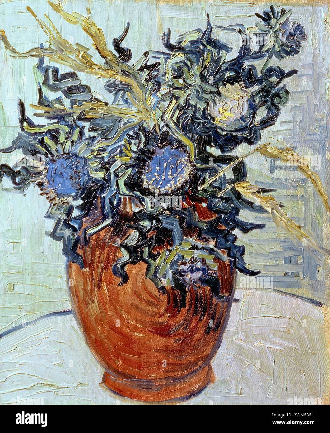 Van Gogh Vincent - vase fleuri avec chardons (1890) Banque D'Images