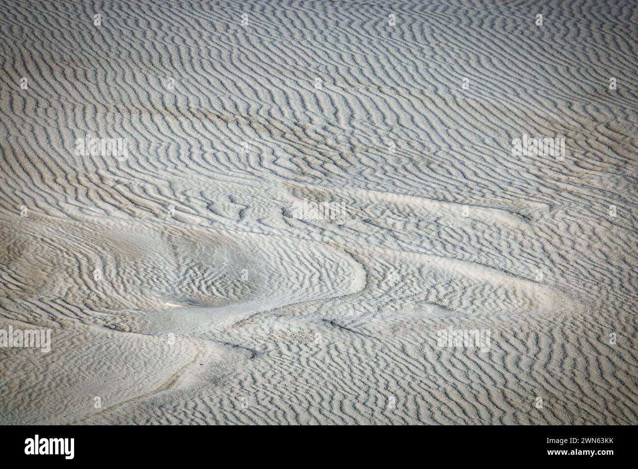 Vue hivernale sur les sillons du vent au parc national de White Sands le jour de la Saint-Valentin 2024. Banque D'Images