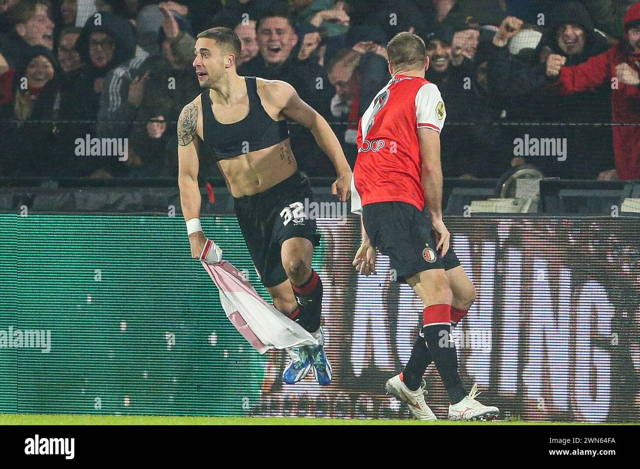 ROTTERDAM, 29-2-2024, Stadium de Kuip, Dutch KNVB beker Half final, 2023/2024, Feyenoord - FC Groningen, joueur de Feyenoord Ondrej Lingr scores 2-1 crédit : Pro Shots/Alamy Live News Banque D'Images