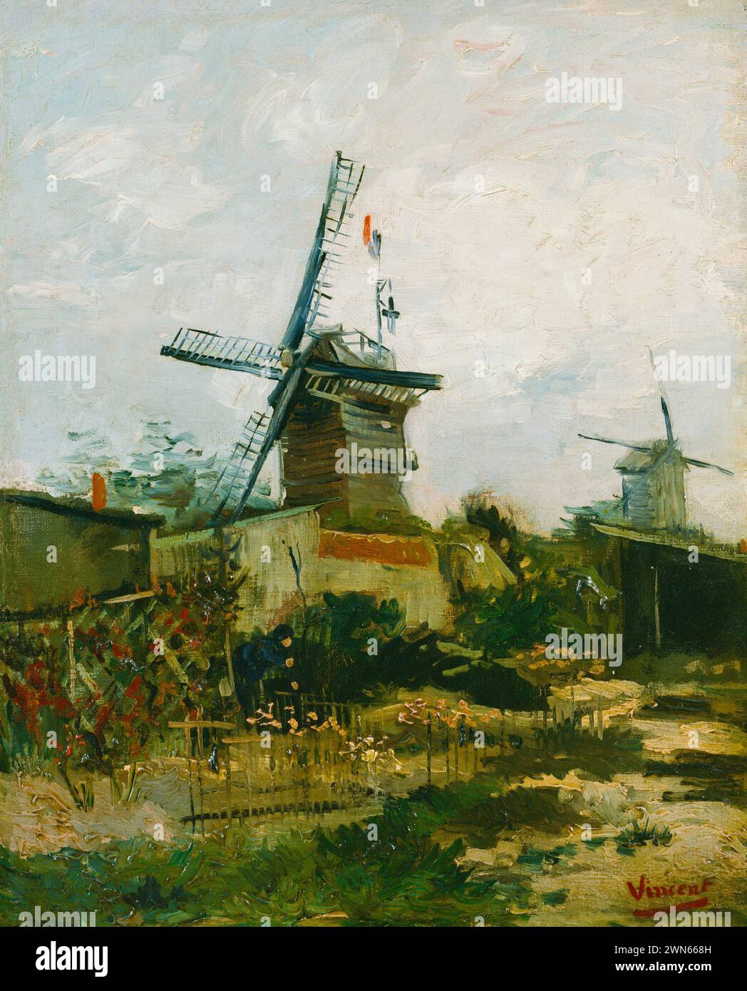 Van Gogh Vincent - Moulins à vent sur Montmartre (1886) Banque D'Images