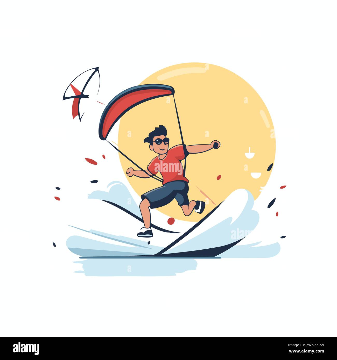 Kitesurf. sport extrême. illustration vectorielle de kitesurf. Illustration de Vecteur