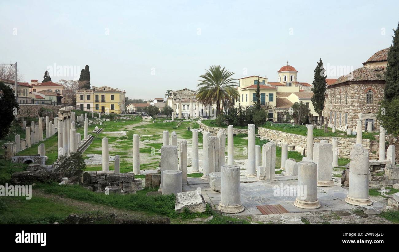 Ruines de la civilisation grecque à Athènes, Grèce Banque D'Images Ruines de la civilisation grecque à Athènes, Grèce Banque D'Images