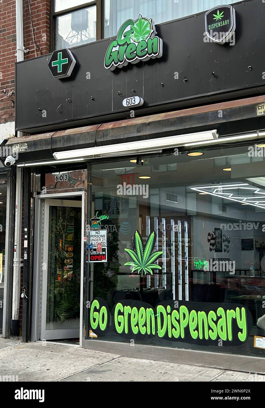 Go Green cannabis Dispensary, New York City, New York, États-Unis Banque D'Images