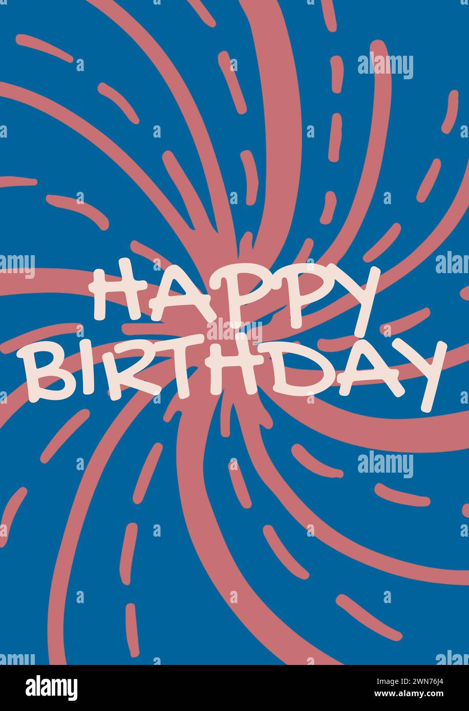 Composite de texte joyeux anniversaire sur motif orange sur fond bleu Banque D'Images