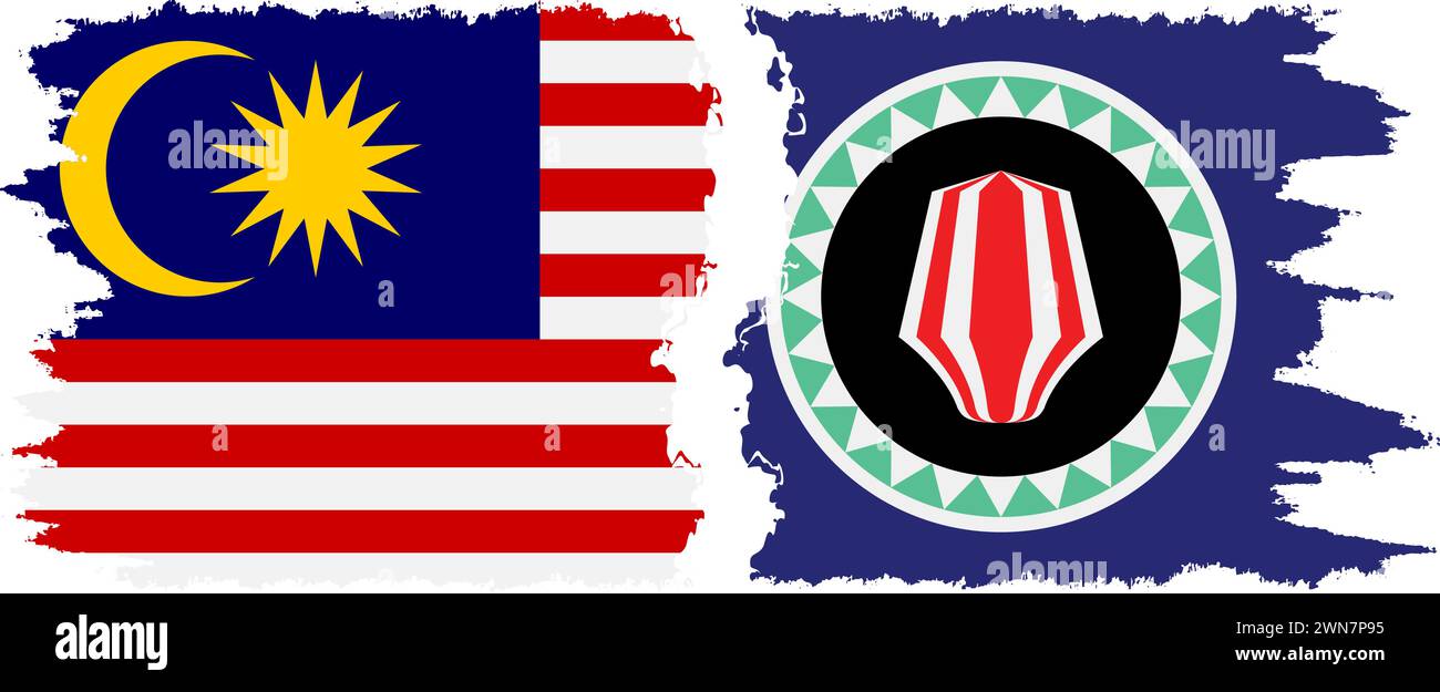 Bougainville et Malaisie grunge drapeaux connexion, vecteur Illustration de Vecteur