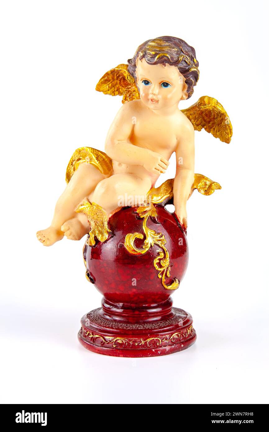 Figurine miniature d'un chérubin /ange/. Pour décorer les fêtes religieuses. Banque D'Images