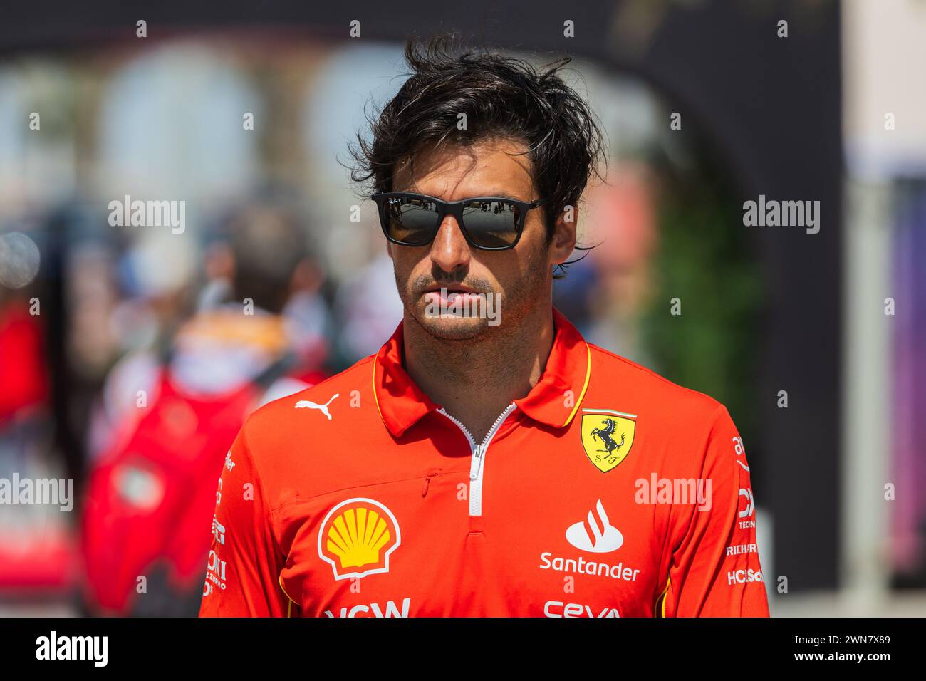 MANAMA, BAHREÏN, circuit international de Bahreïn, 29.Feb.2024 : Carlos Sainz Jr d'Espagne et Scuderia Ferrari pendant le Grand Prix de formule 1 de Bahreïn Banque D'Images