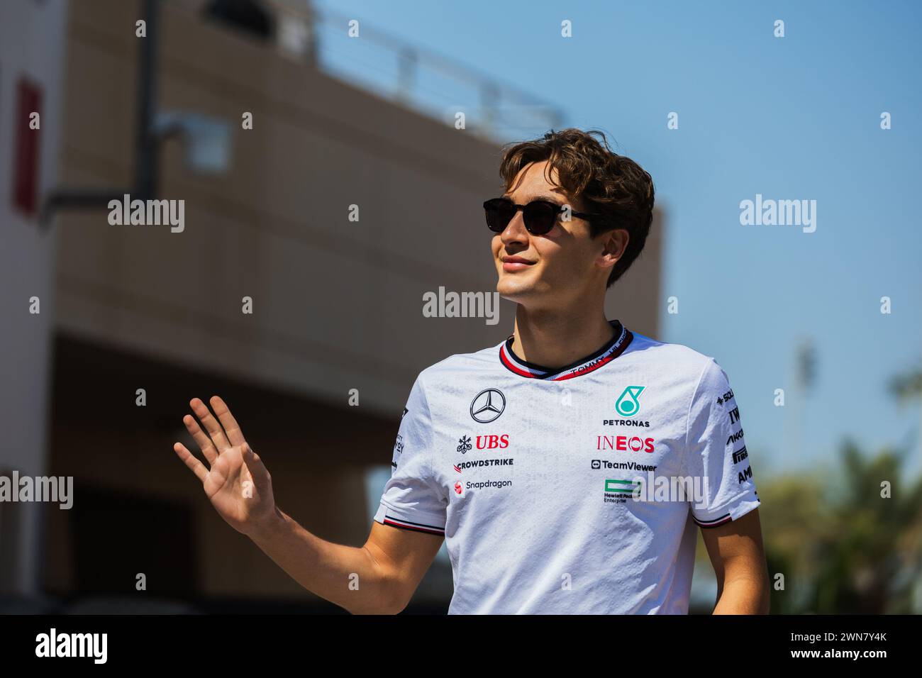 MANAMA, BAHREÏN, circuit international de Bahreïn, 29.Feb.2024 : George Russell de Grande-Bretagne et Mercedes-AMG PETRONAS F1 Team pendant la formule 1 Bahr Banque D'Images