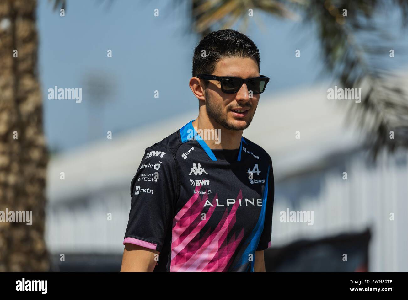 MANAMA, BAHREÏN, circuit international de Bahreïn, 29 février 2024 : Esteban Ocon, de France, et l'écurie BWT Alpine F1 Team pendant le Grand Prix de formule 1 de Bahreïn Banque D'Images