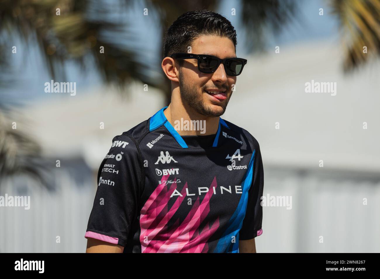 MANAMA, BAHREÏN, circuit international de Bahreïn, 29 février 2024 : Esteban Ocon, de France, et l'écurie BWT Alpine F1 Team pendant le Grand Prix de formule 1 de Bahreïn Banque D'Images