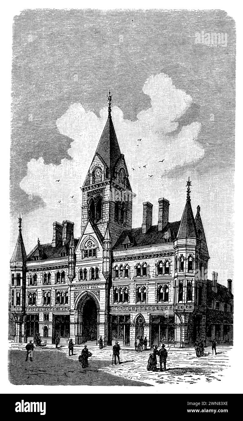 Huddersfield market Hall, , (encyclopédie, 1893), Markthalle zu Huddersfield, marché couvert de Huddersfield Banque D'Images
