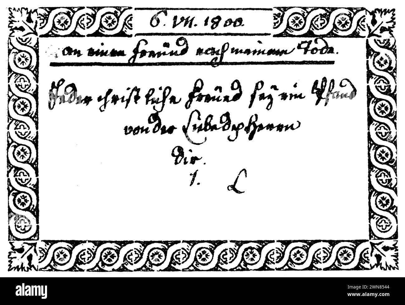 Johann Caspar Lavater (1741-1801), prêtre suisse, album autographe feuille, , (livre d'histoire littéraire, 1881), Johann Caspar Lavater (1741-1801), Schweizer Pfarrer, eigenhändiges Albumblatt, Johann Caspar Lavater (1741-1801), pasteur suisse, feuille d'album autographe Banque D'Images