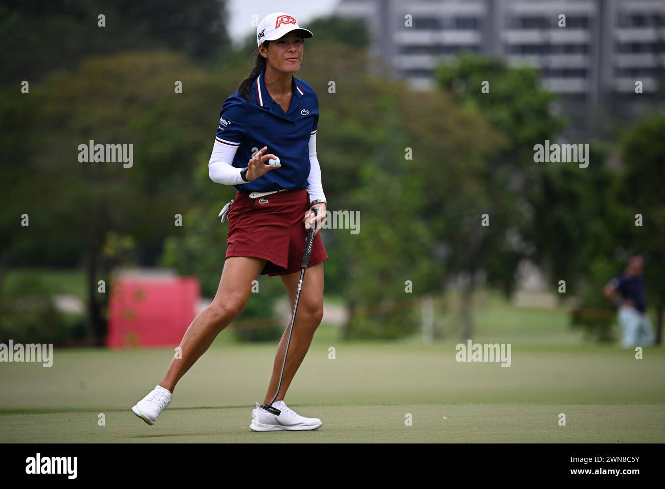 Singapour. 1er mars 2024. La française Céline Boutier participe à la deuxième journée du Championnat du monde féminin HSBC qui se tient au Sentosa Golf Club de Singapour le 1er mars 2024. Credit : puis Chih Wey/Xinhua/Alamy Live News Banque D'Images