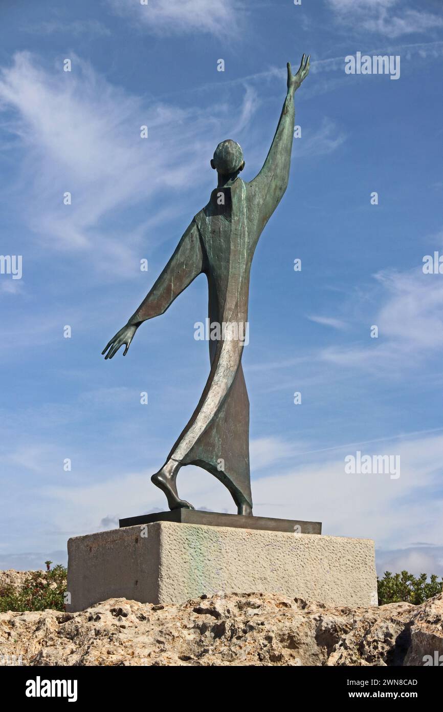 Statue de Saint François d'assise, Cagliari, Sardaigne Banque D'Images