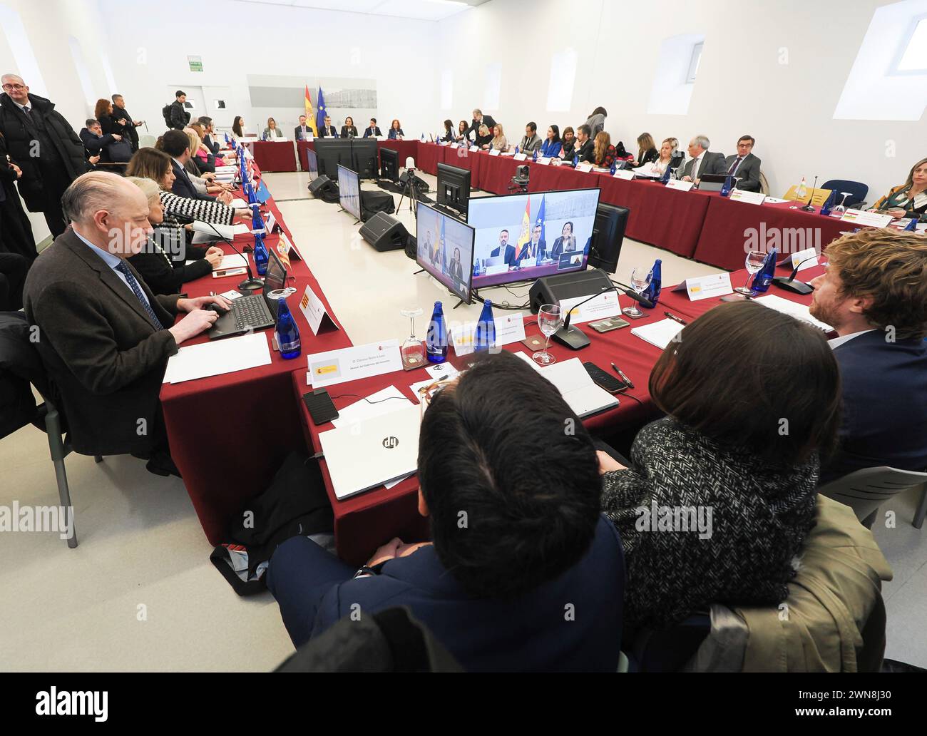 General view of the Justice Sector Conference, at the Lecrác Cultural Center, on March 1, 2024, in Palencia, Castilla y León (Spain). During the event, the Minister was attended by the heads of Justice of the different autonomous communities. Prior to this meeting, Bolaños met with the mayoress of the city, Miriam Andrés, at the Town Hall, where he signed the book of honor. 01 MARCH 2024 Photogenic/Claudia Alba / Europa Press 03/01/2024 (Europa Press via AP) Banque D'Images