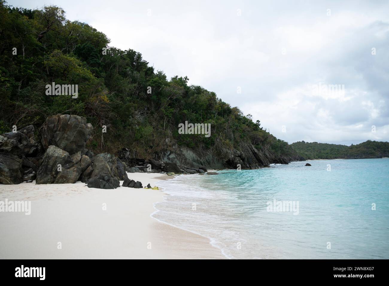 Trunk Bay. John, Îles Vierges américaines Sandy Beach Clear Water Banque D'Images