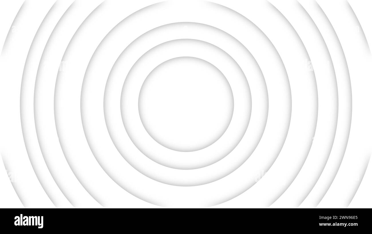 Arrière-plan abstrait de cercles neumorphiques concentriques blancs Banque D'Images
