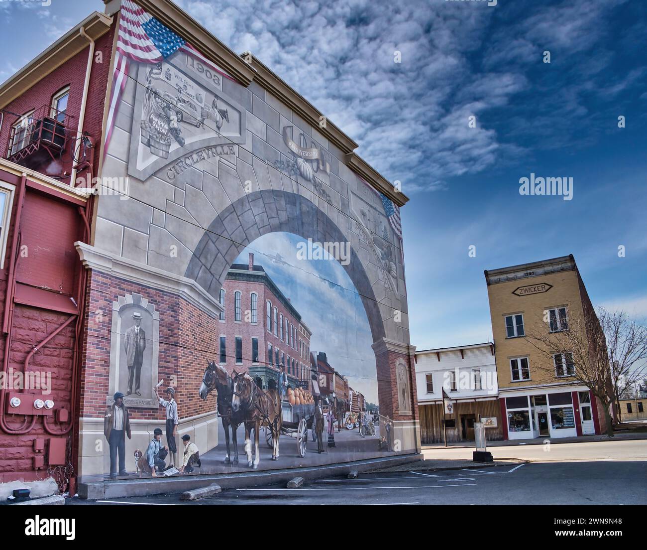 Exposition murale de citrouille dans le centre-ville de Circleville Ohio USA 2024 Banque D'Images