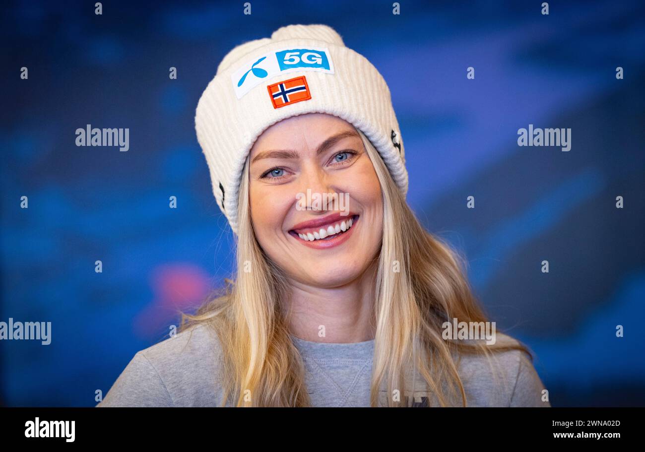 Faavang 20240301.de la réunion des médias avec Ragnhild Mowinckel à l'hôtel Gudbrandsgard après la session de formation de vendredi à Kvitfjell a été annulée. Photo : Geir Olsen / NTB Banque D'Images