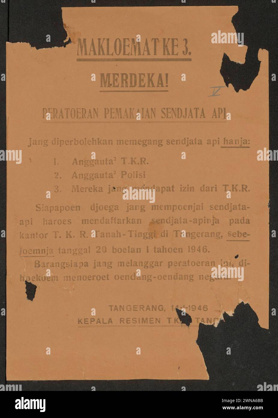 Propagande de guerre indonésienne : Makloemat Ke-3 Banque D'Images