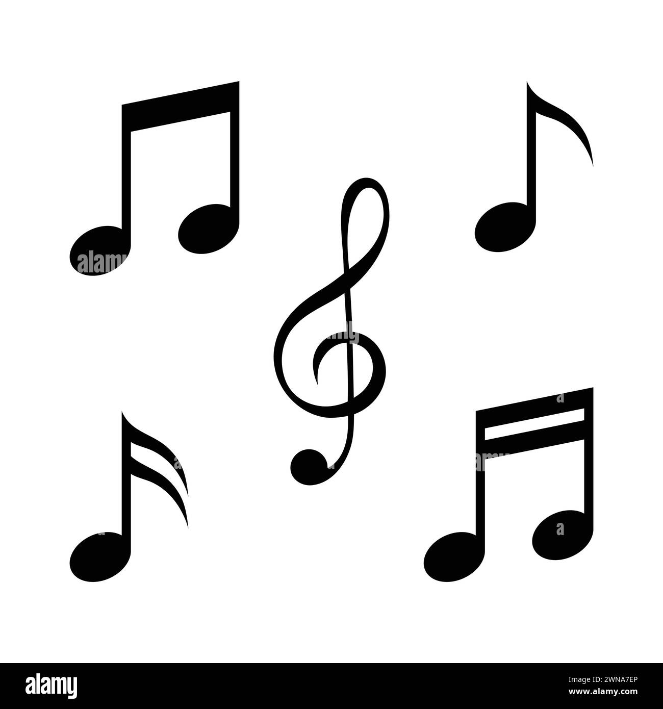 Clef d'aigus vectoriel et notes de musique, un clipart défini sur le fond blanc Illustration de Vecteur