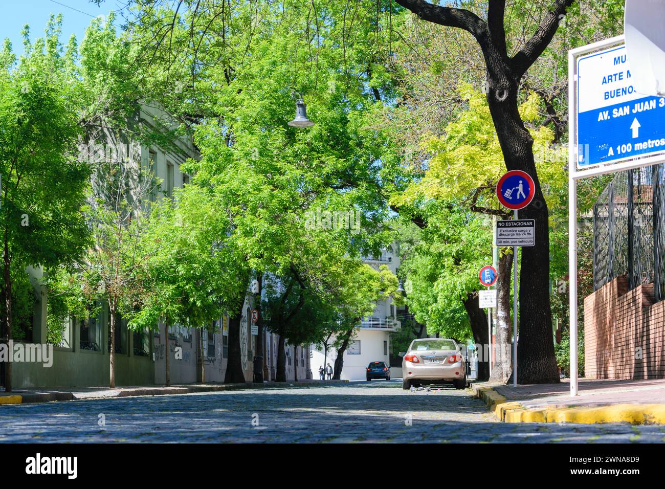 San Telmo est un quartier historique situé à Buenos Aires, en Argentine. Elle est réputée pour ses rues pavées, son architecture coloniale. Banque D'Images
