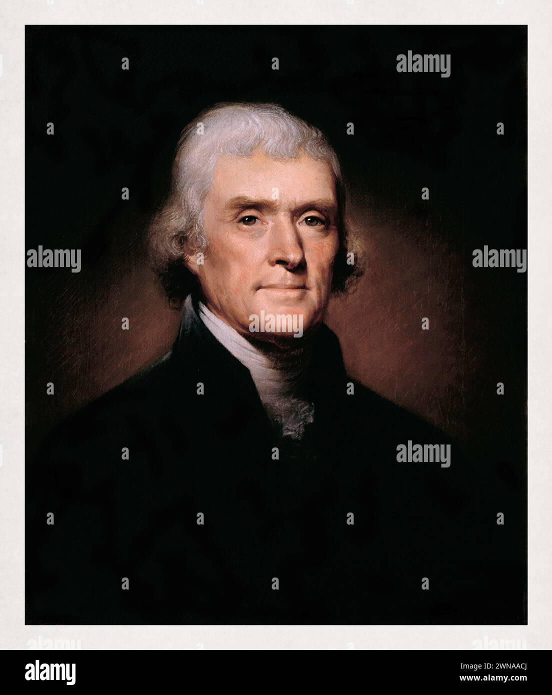 Portrait du président américain et père fondateur Thomas Jefferson peint en 1800 par Rembrandt Peale Banque D'Images