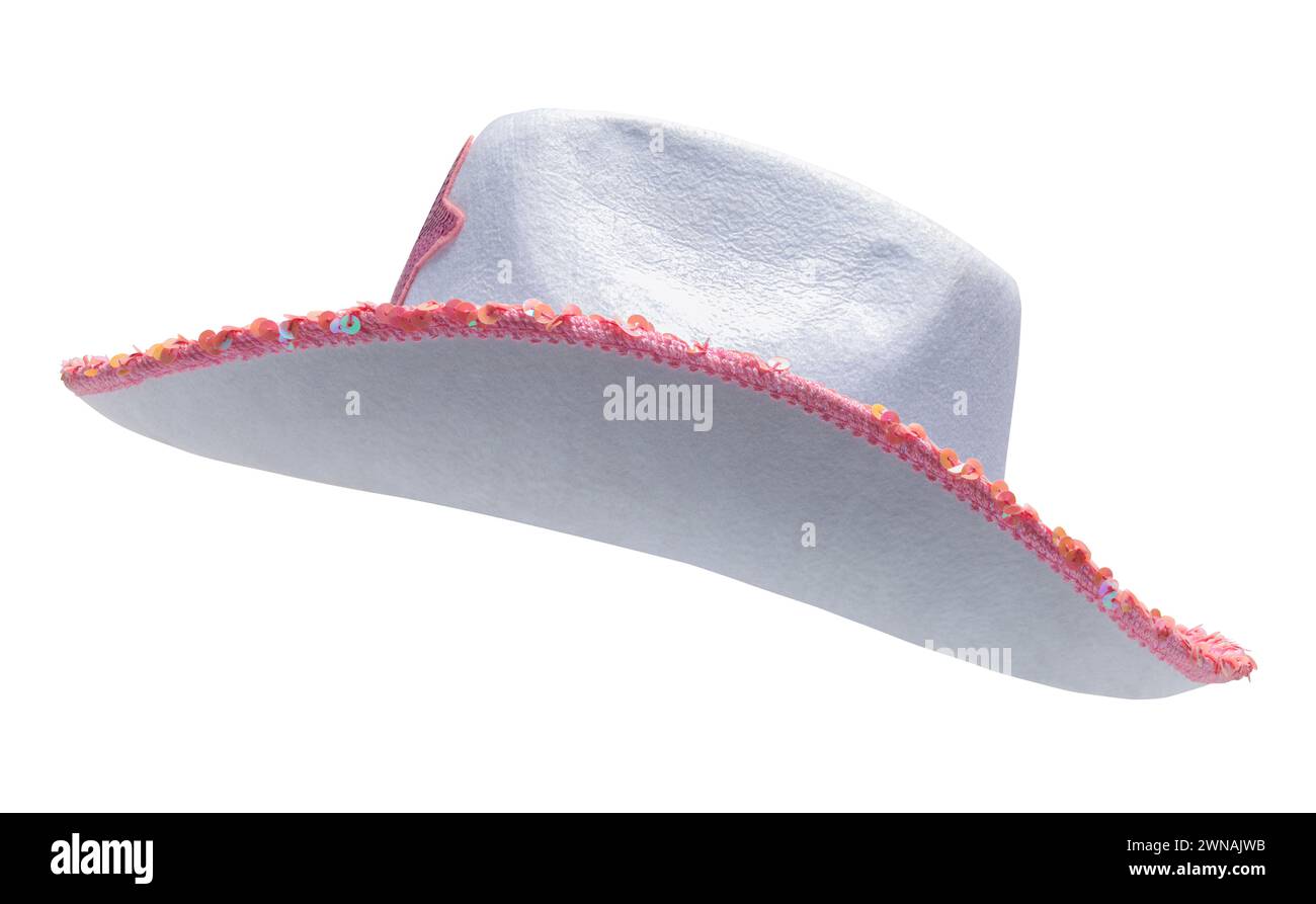 Chapeau de cowgirl vue latérale découpée sur blanc. Banque D'Images