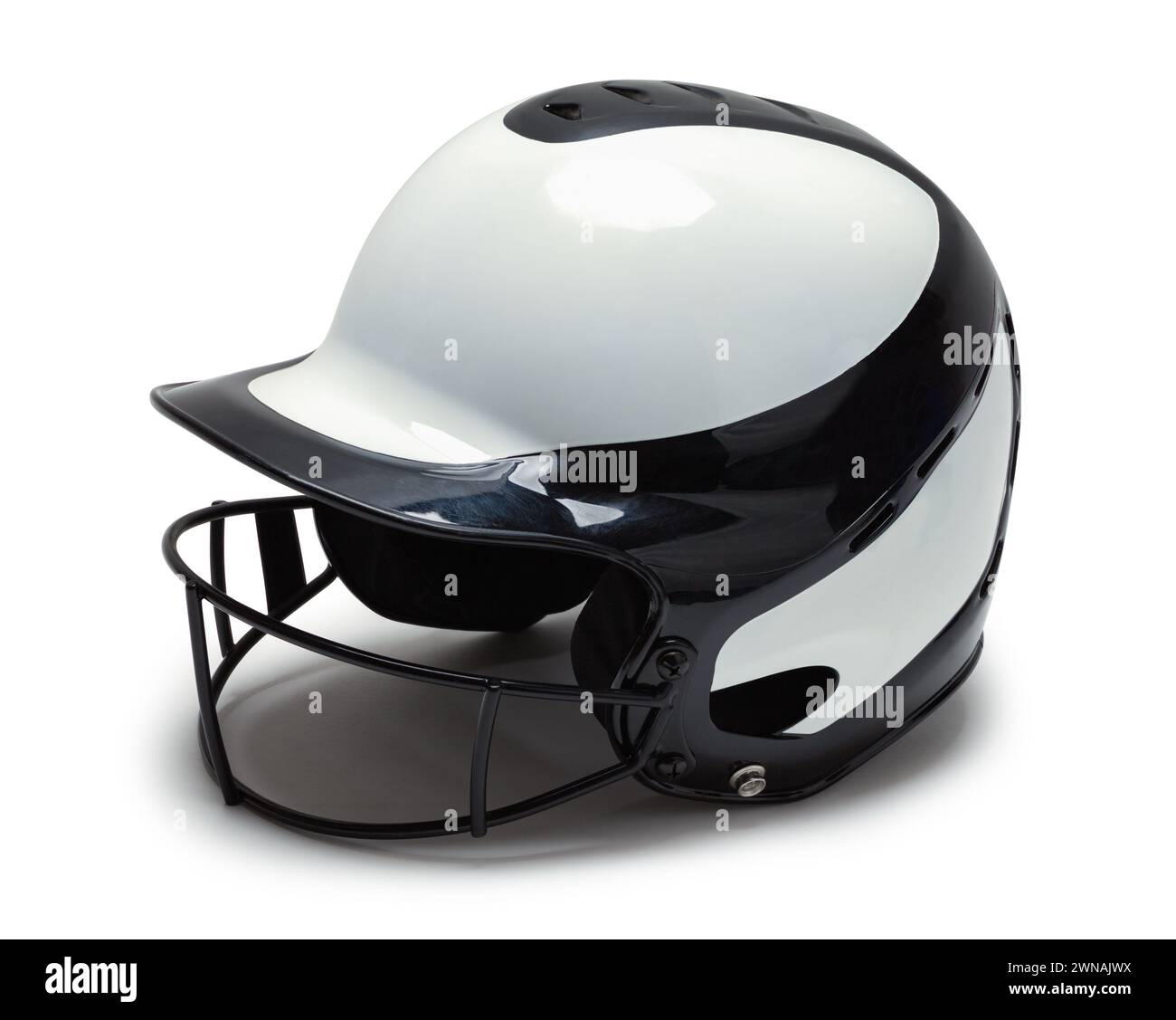 Casque de sport de cricket découpé sur blanc. Banque D'Images