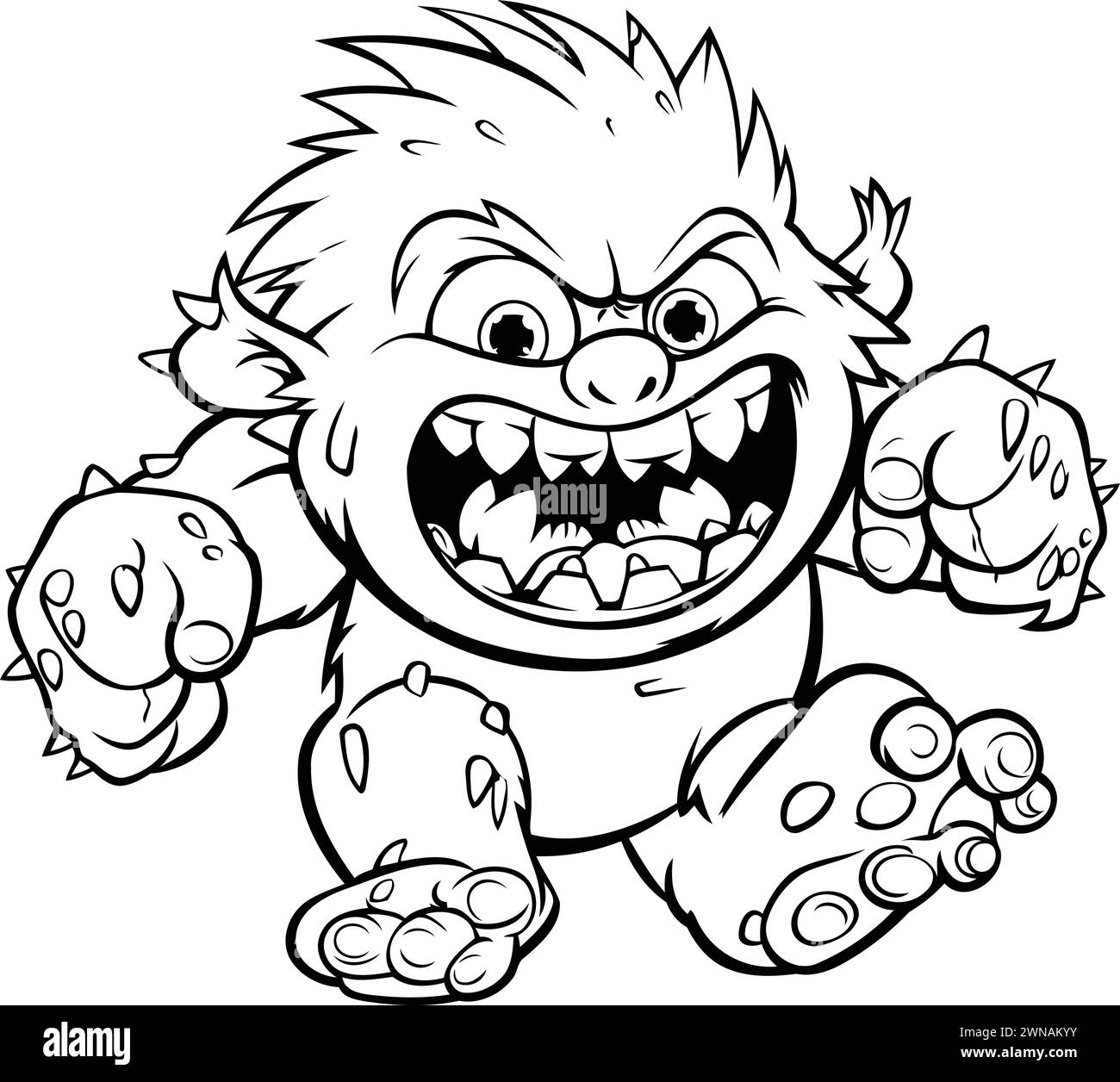 Illustration de dessin animé noir et blanc du personnage drôle de mascotte de zombie pour Coloring Book Illustration de Vecteur