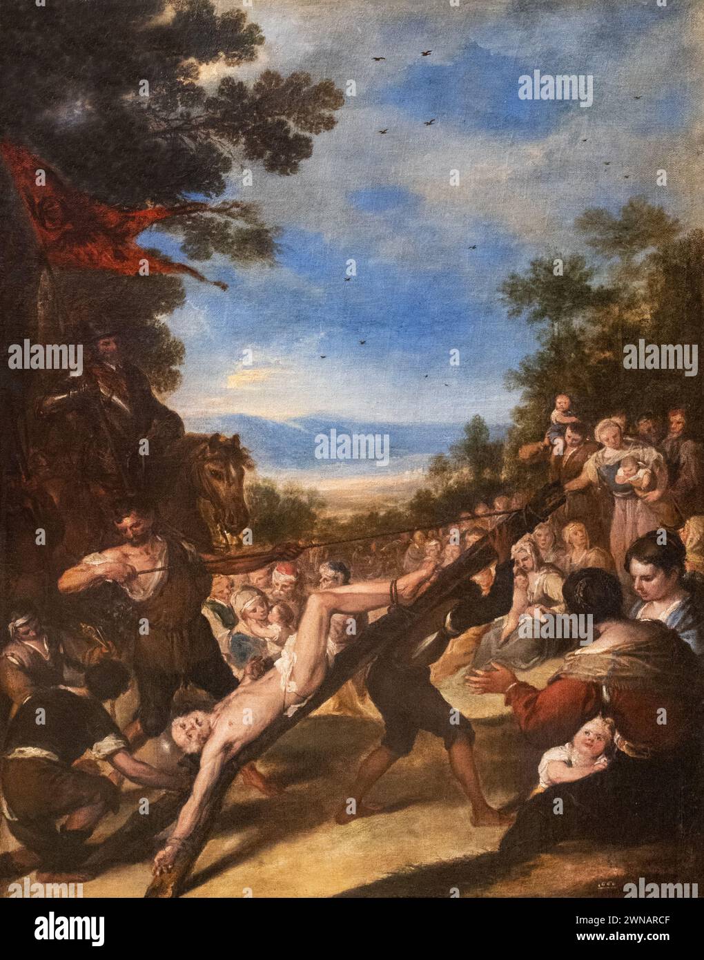 Jose Antolinez peinture, 'la crucifixion de Saint Pierre', 1660. Peintre espagnol du XVIIe siècle, période baroque, 1635-1675 Banque D'Images