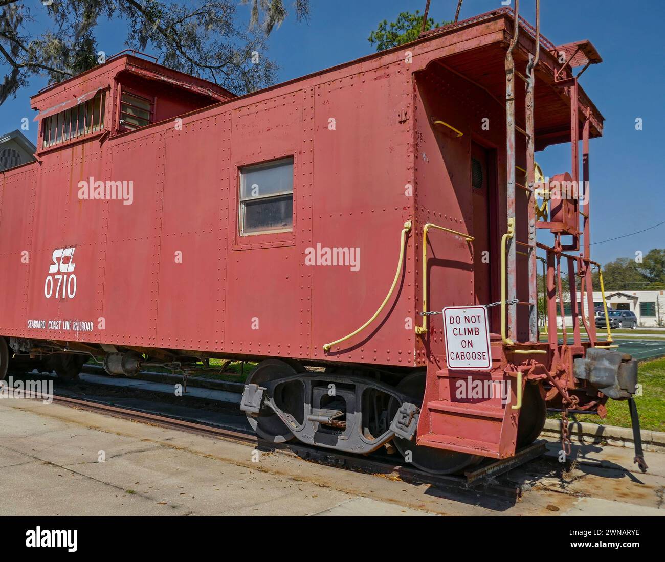 Railroad Caboose réside dans James Paul Park à High Springs, en Floride. Banque D'Images