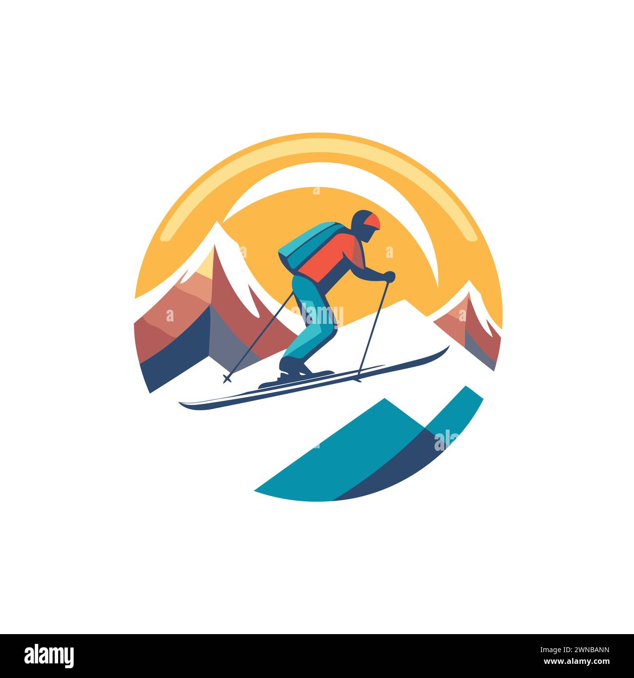 Modèle de conception de logo de vecteur de ski. Concept de logo de ski. Illustration de Vecteur
