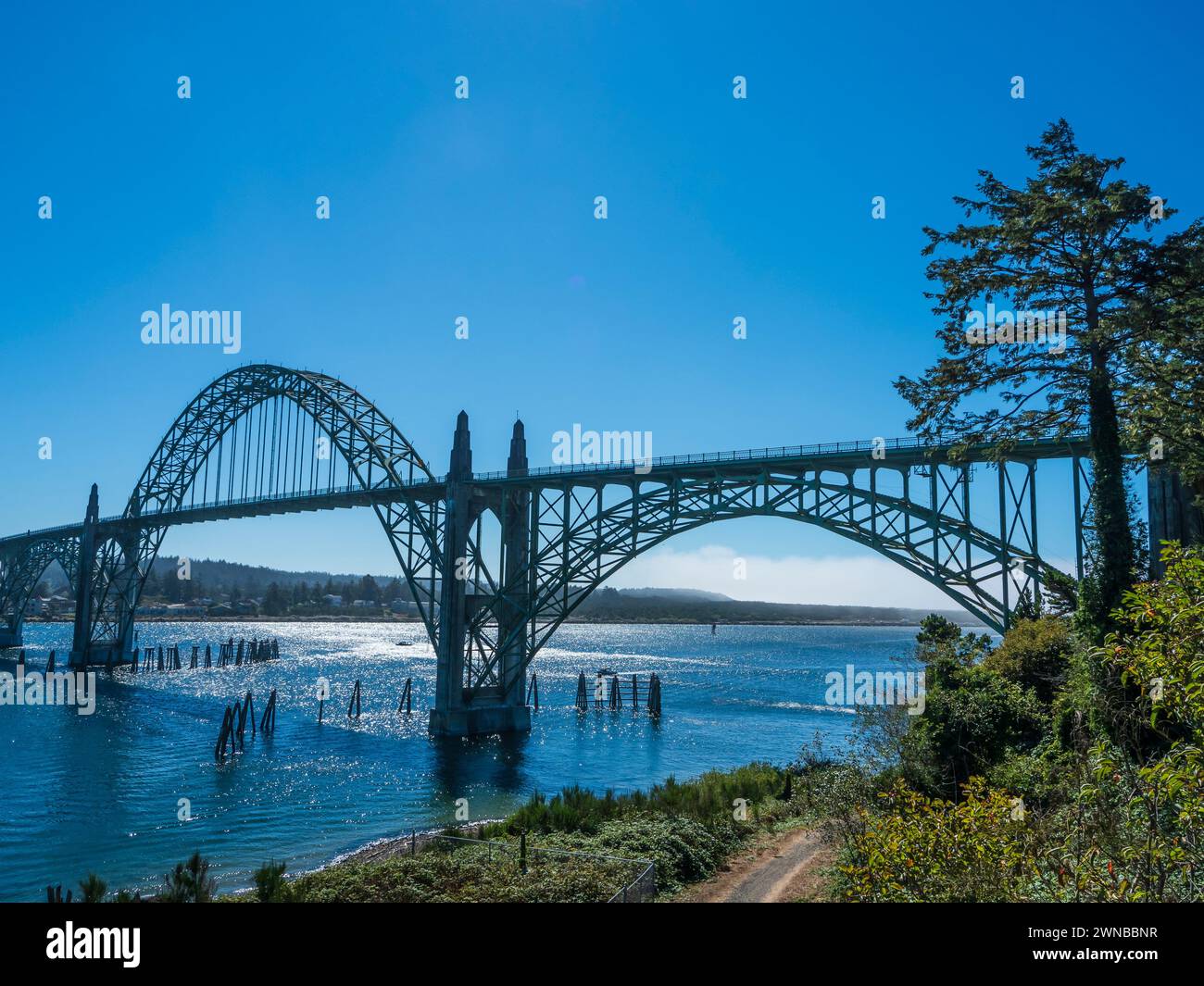 Yaquina Bay Bridge, Newport, Oregon. Banque D'Images