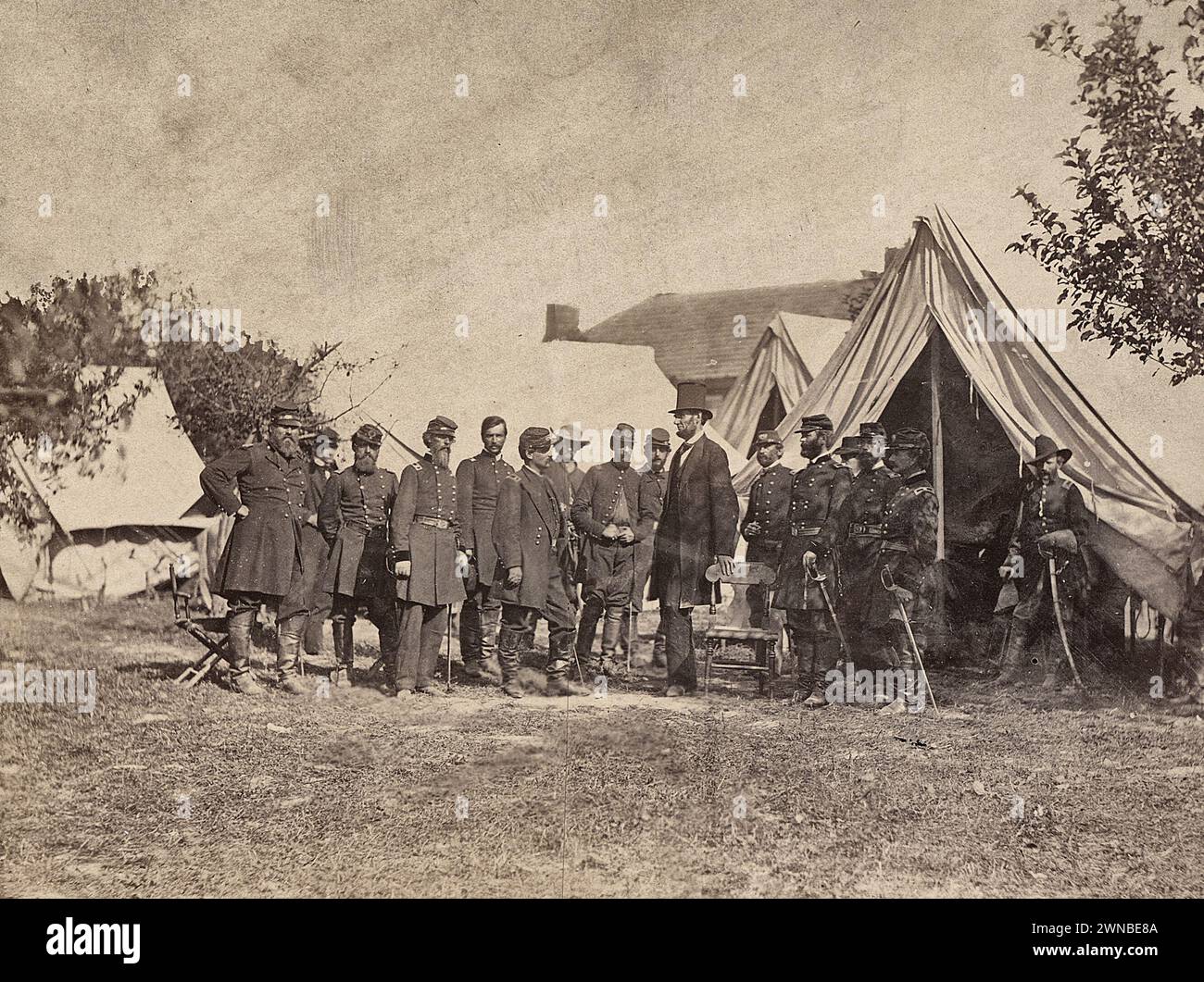 Maryland, Antietam, Président Lincoln sur le champ de bataille, 1862 Banque D'Images