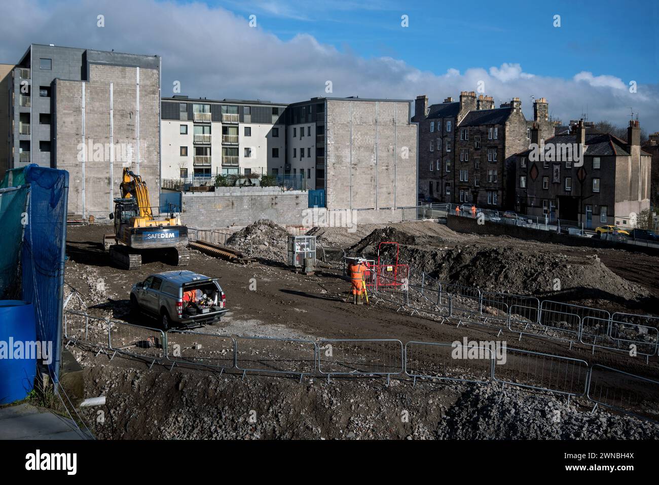 Les travaux progressent sur le bâtiment maintenant démoli de la Royal Bank of Scotland sur Dundas Street dans la nouvelle ville d'Édimbourg. Banque D'Images