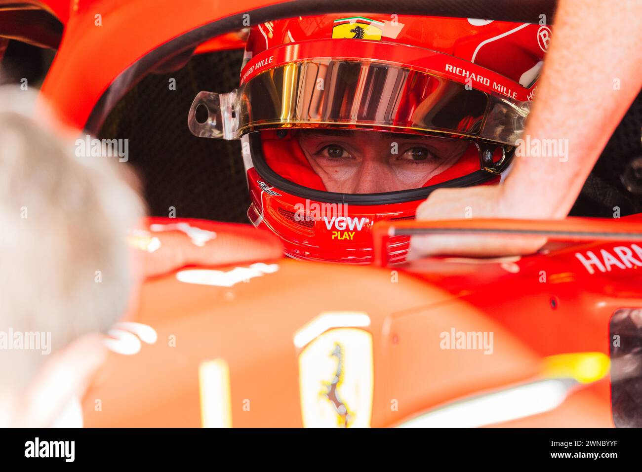 MANAMA, BAHREÏN, circuit international de Bahreïn, 1er mars 2024 : Charles Leclerc de Monaco et Scuderia Ferrari lors du Grand Prix de formule 1 de Bahreïn Banque D'Images
