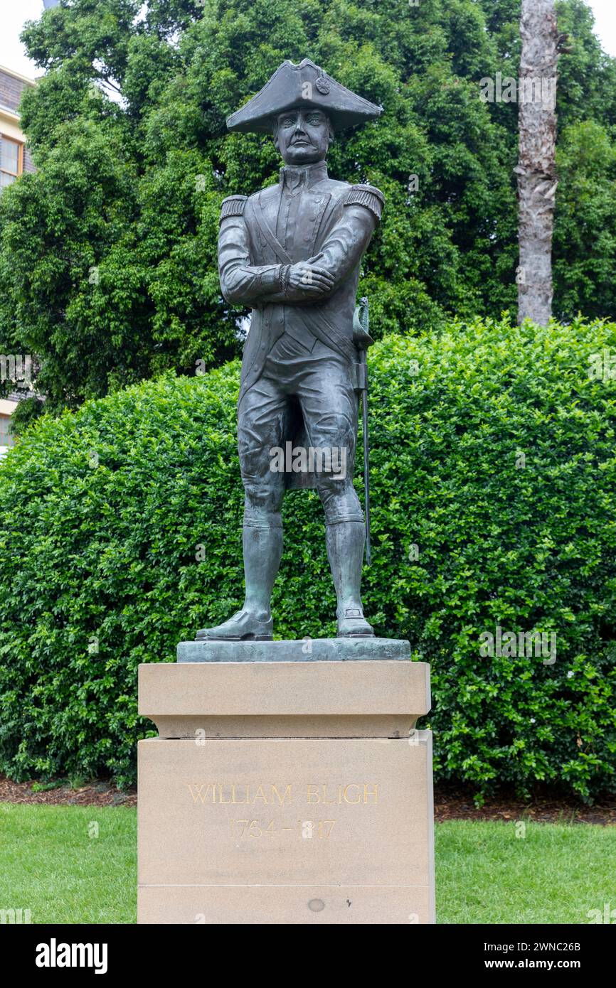 Statue du vice-amiral William Bligh, officier de marine britannique, mutinerie sur la prime et gouverneur de Nouvelle-Galles du Sud, la région des rochers de Sydney, Australie, Banque D'Images