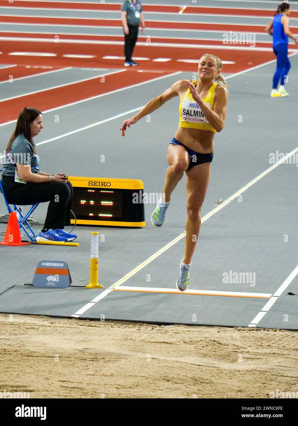 Glasgow, Royaume-Uni. 01 mars 2024. Emirates Arena, Glasgow, Écosse - vendredi 1er mars : Bianca SALMING (Suède - SWE) participe au Penthatlon de saut en longueur lors des Championnats du monde d'athlétisme en salle Glasgow 2024 à Emirates Arena le vendredi 1er mars 2024 (Claire Jeffrey/SPP) crédit : SPP Sport Press photo. /Alamy Live News Banque D'Images