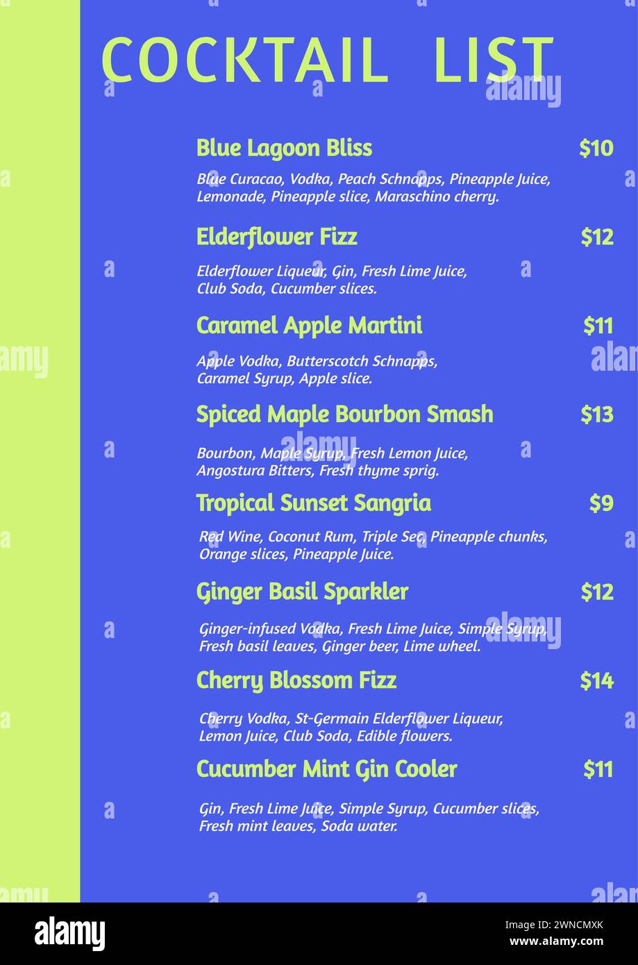 Célébrez avec une carte de boissons animée Banque D'Images