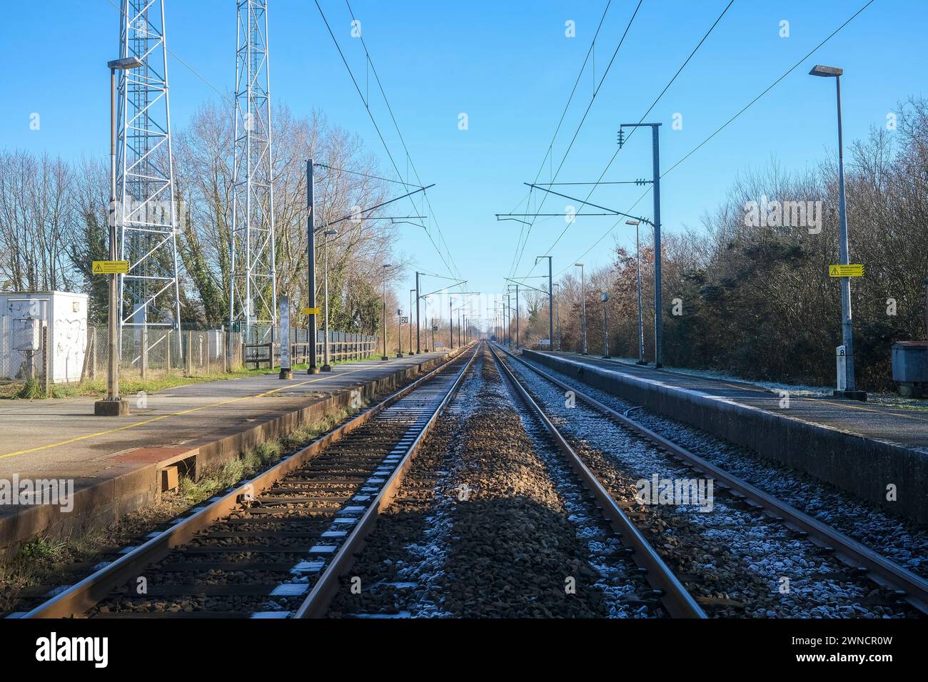 Voie ferrée en france, perspective décroissante Banque D'Images
