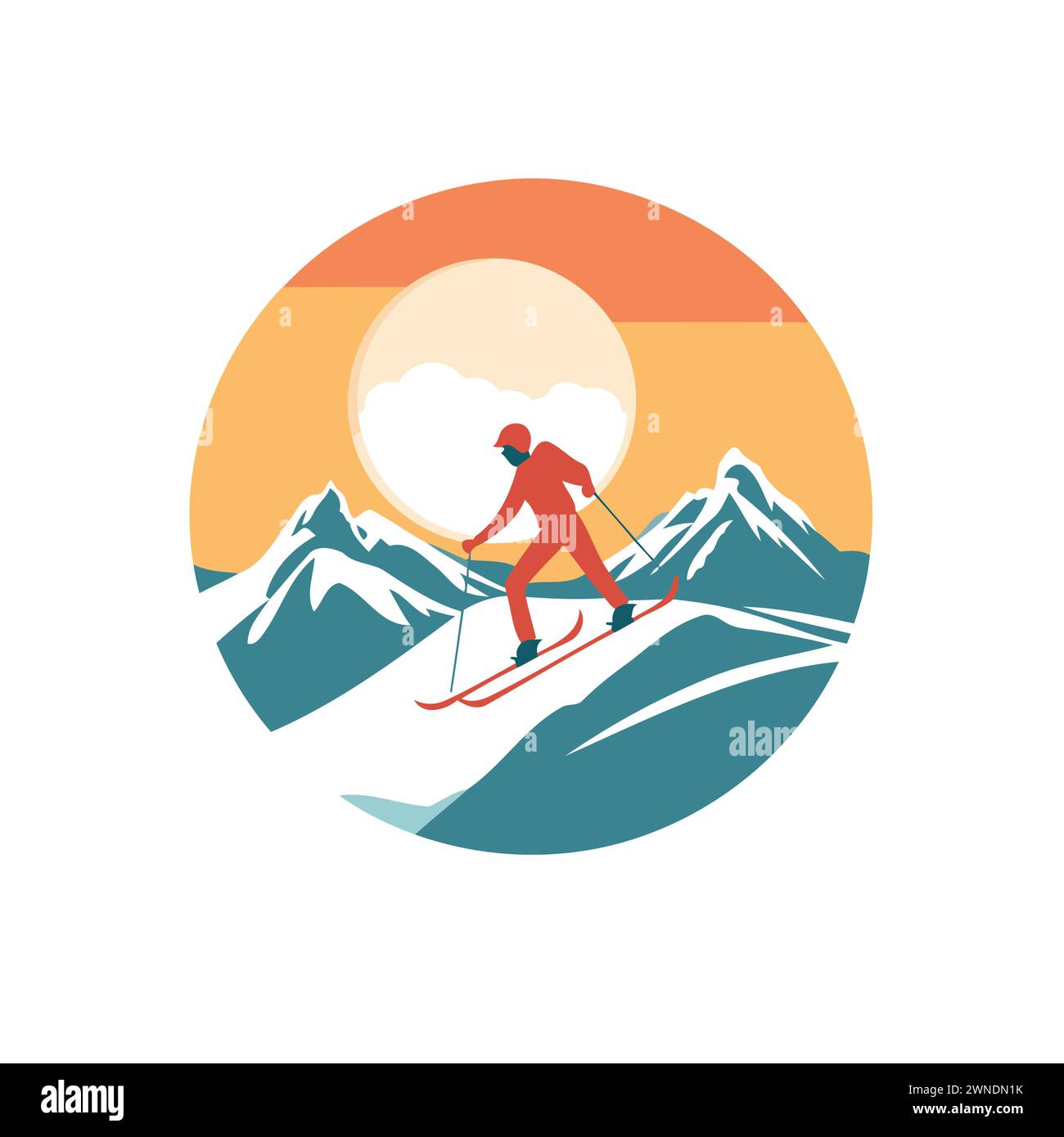 Skieur dans les montagnes. Illustration vectorielle d'un skieur dans les montagnes. Illustration de Vecteur