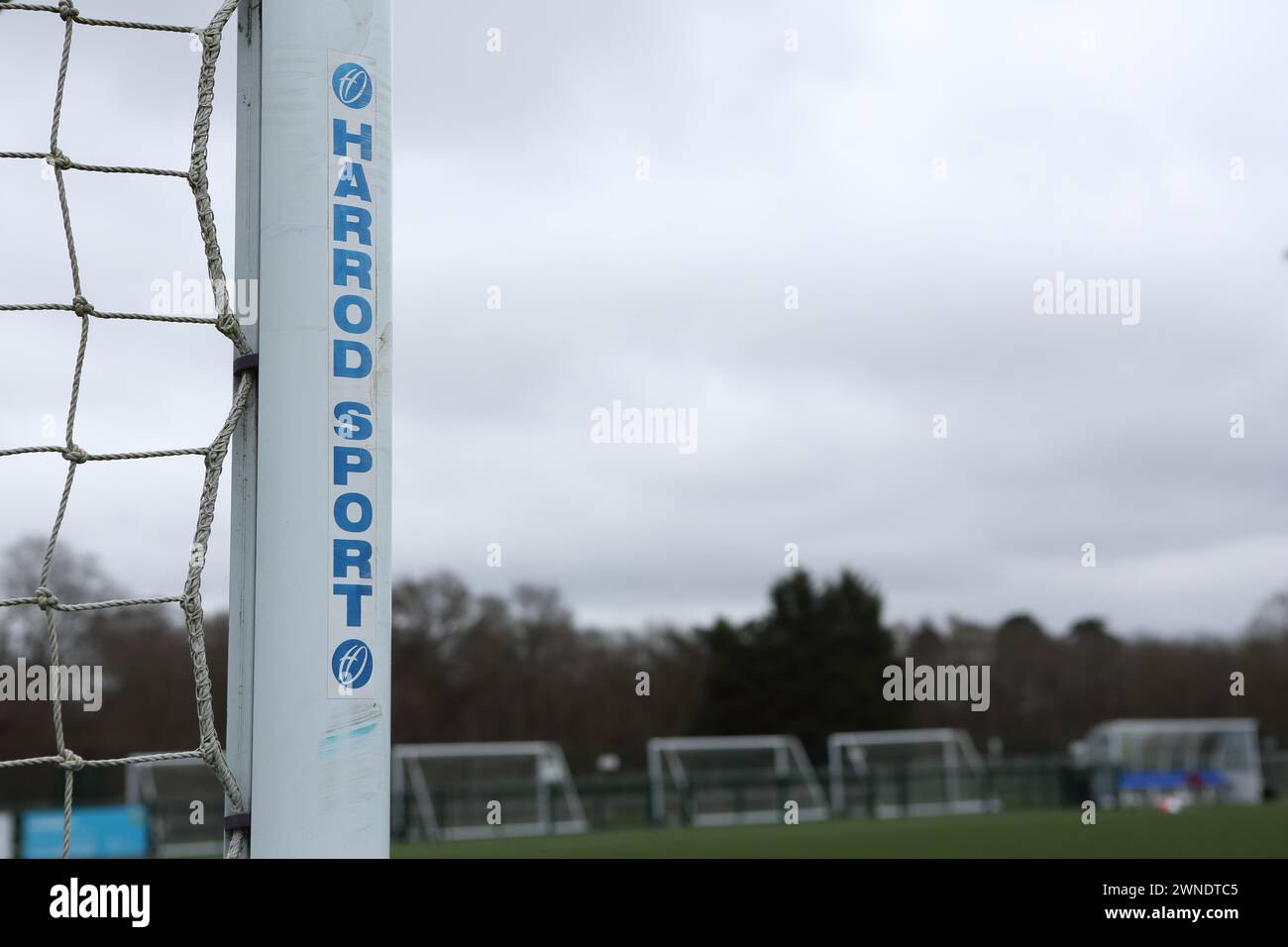 Poteaux de but et filets Harrod Sport UK au Ascot United FC, Racecourse Ground, Ascot, Berkshire, Royaume-Uni Banque D'Images