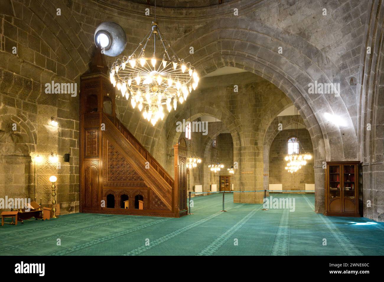Grande mosquée d'Erzurum ou Mosquée Atabey, Minbar, Erzurum, Turquie Banque D'Images